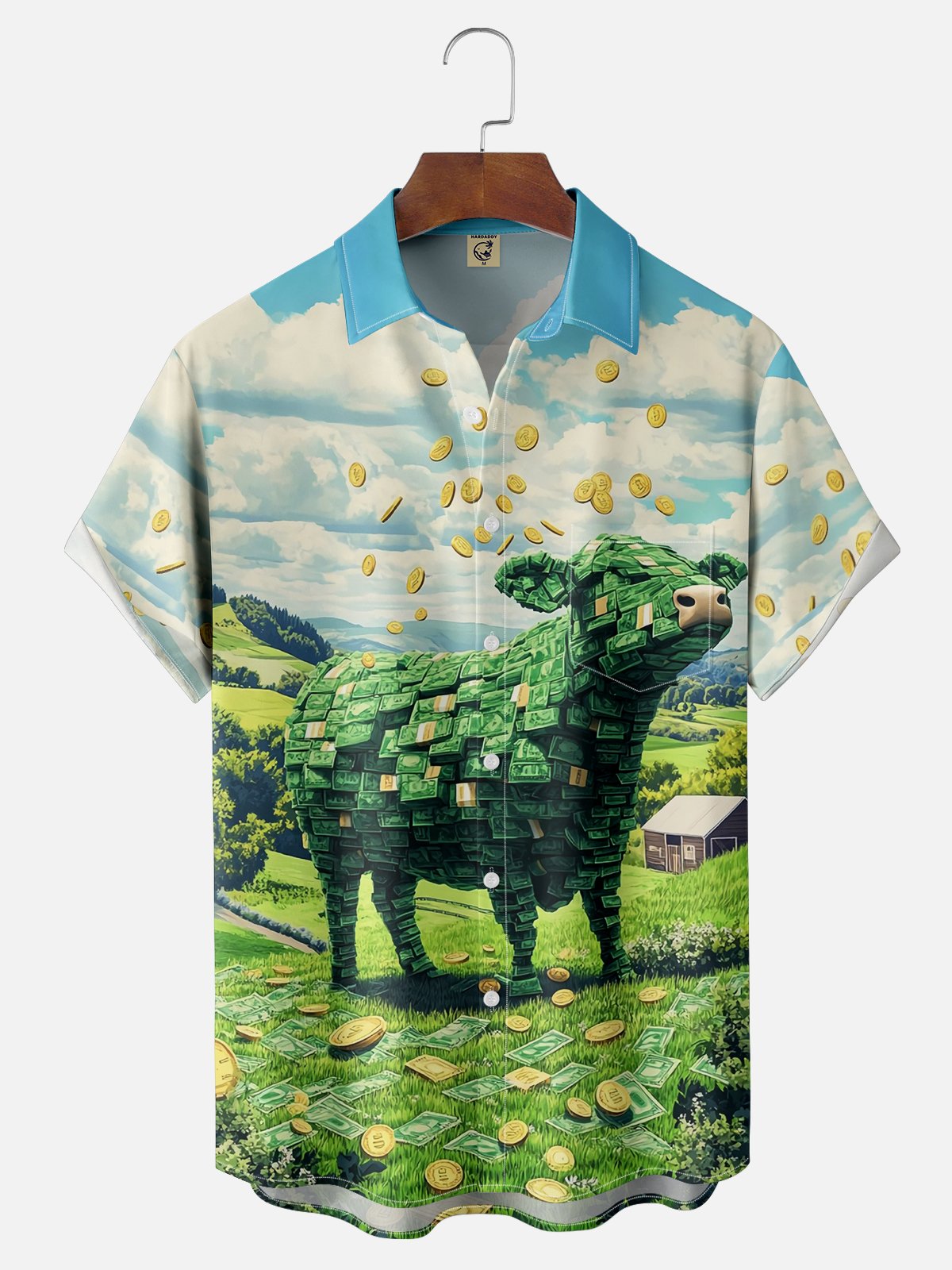 Cash Cow Funny Chest Pocket Casual Hawaiian Shirt