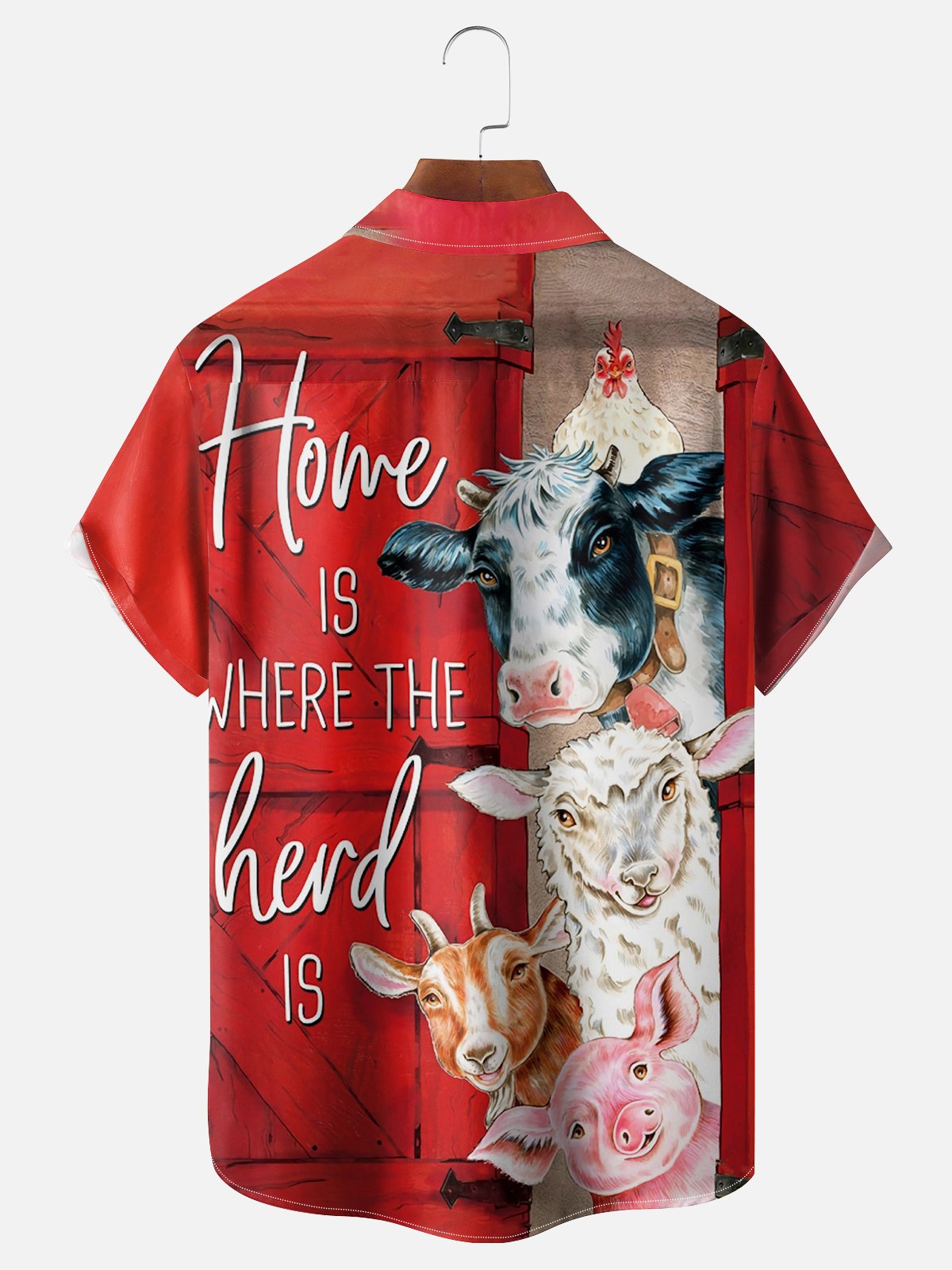 Pig Cattle Sheep Farm Chest Pocket Hawaiian Shirt