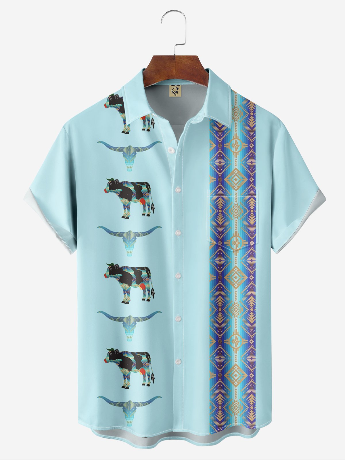 Ethnic Geometry Cow Hawaiian Shirt By Andreea Dumuta