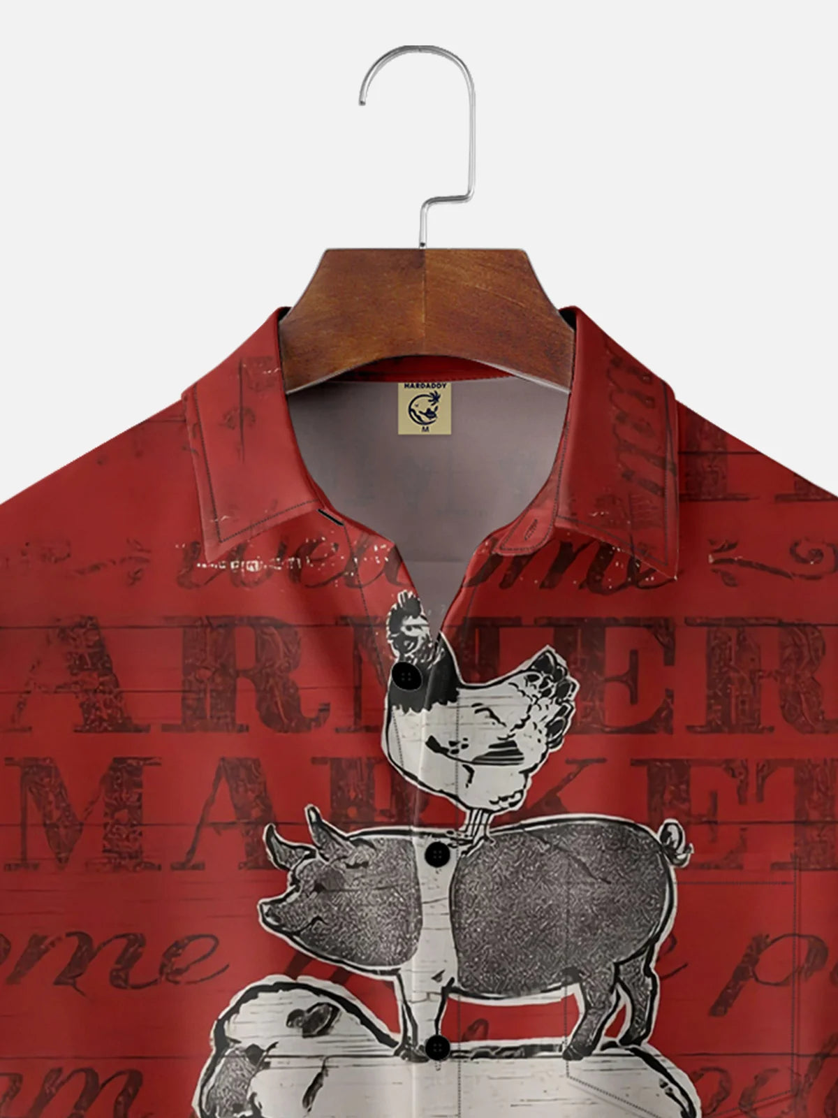 Farm Pig Cow Chicken Chest Pocket Hawaiian Shirt