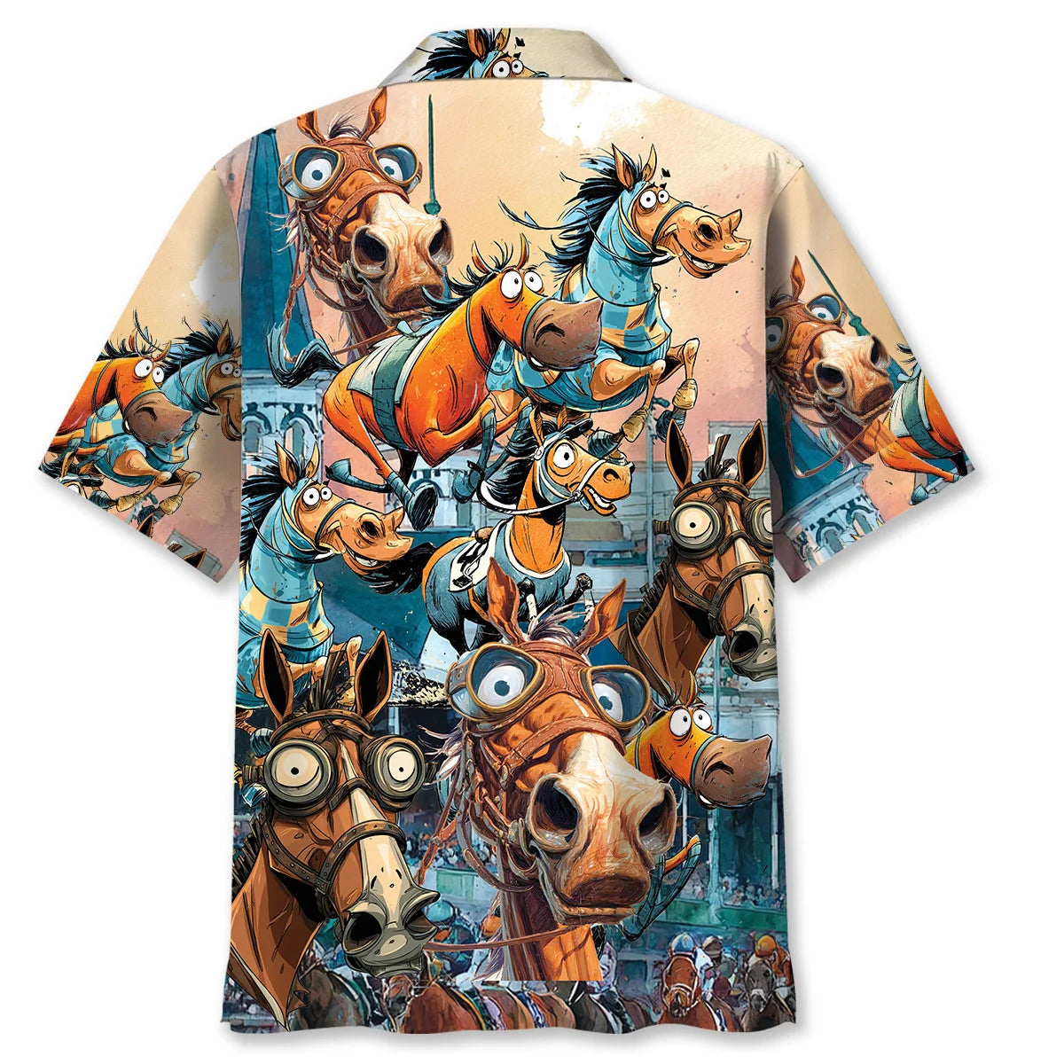 Funny Kentucky Derby Hawaiian Shirt for Men – Crazy Horse Racing Aloha Button Down Shirt, Derby Day Party Outfit, Horse Lover Gift