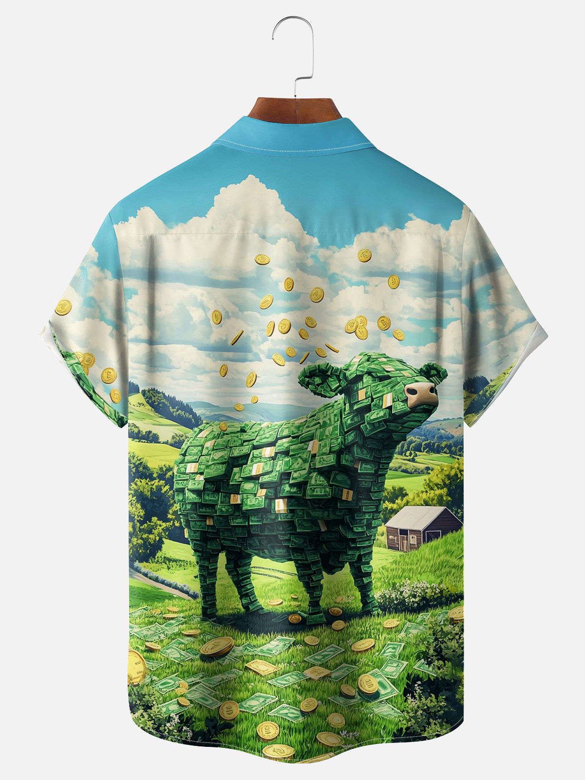 Cash Cow Funny Chest Pocket Casual Hawaiian Shirt
