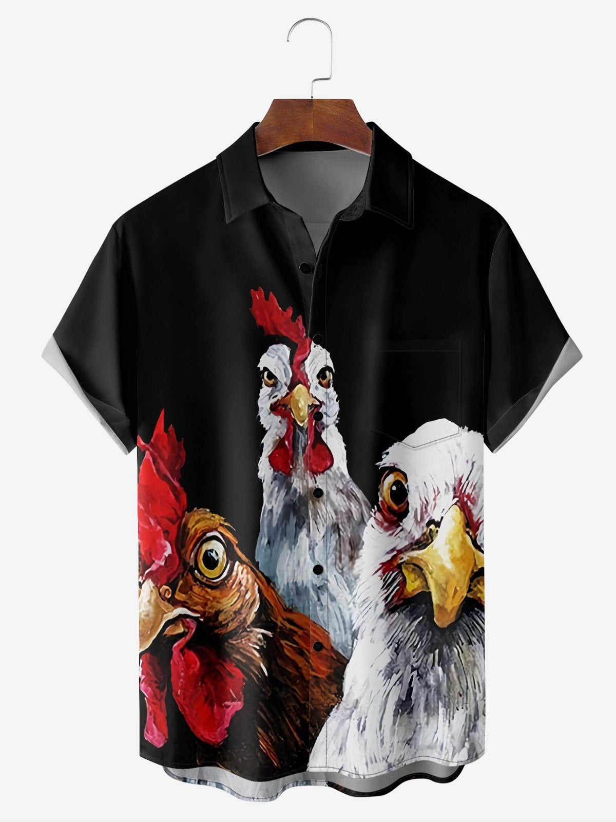 Funny Chicken Hawaiian Shirt for Men, Rooster Print Button Down Short Sleeve, Gift for Chicken Lovers