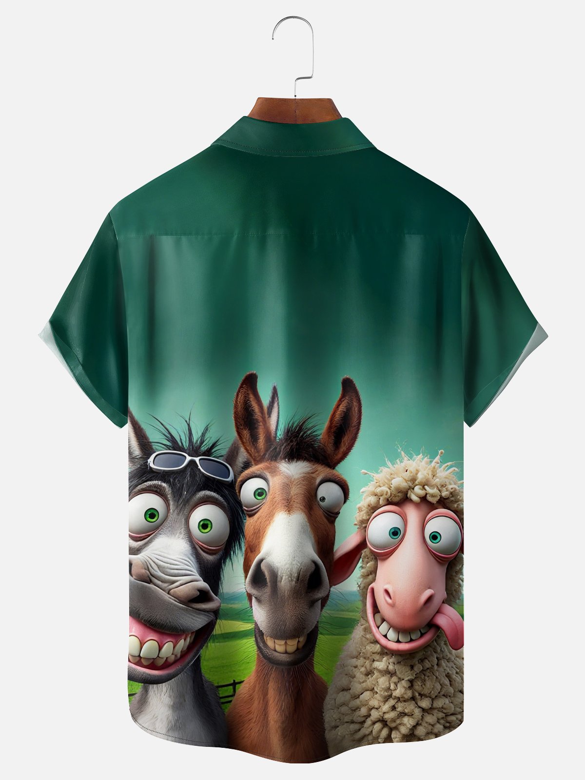 Funny Donkey Horse Sheep Chest Pocket Hawaiian Shirt
