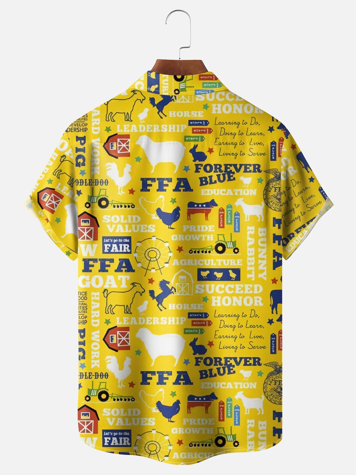 American Farm Slogan Chest Pocket Hawaiian Shirt