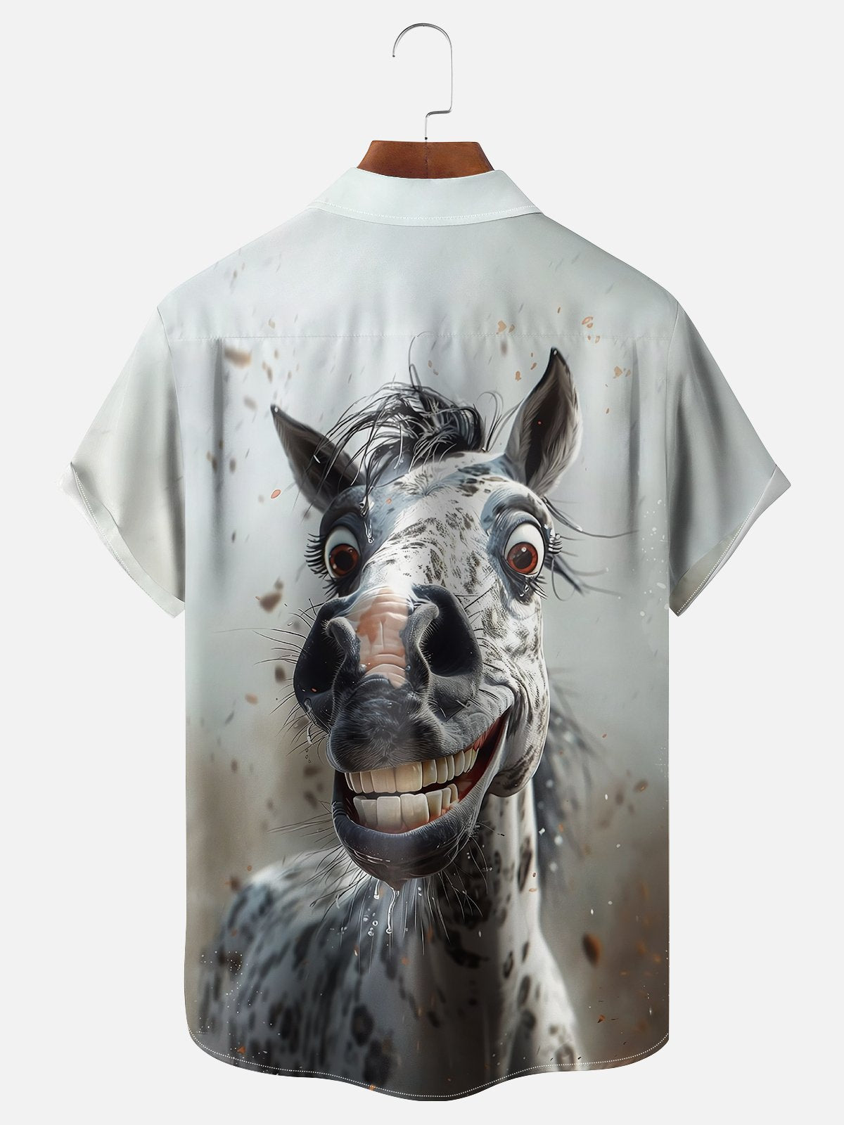 Fun Avant-garde Horse Art Exaggerated Painting Chest Pocket Hawaiian Shirt