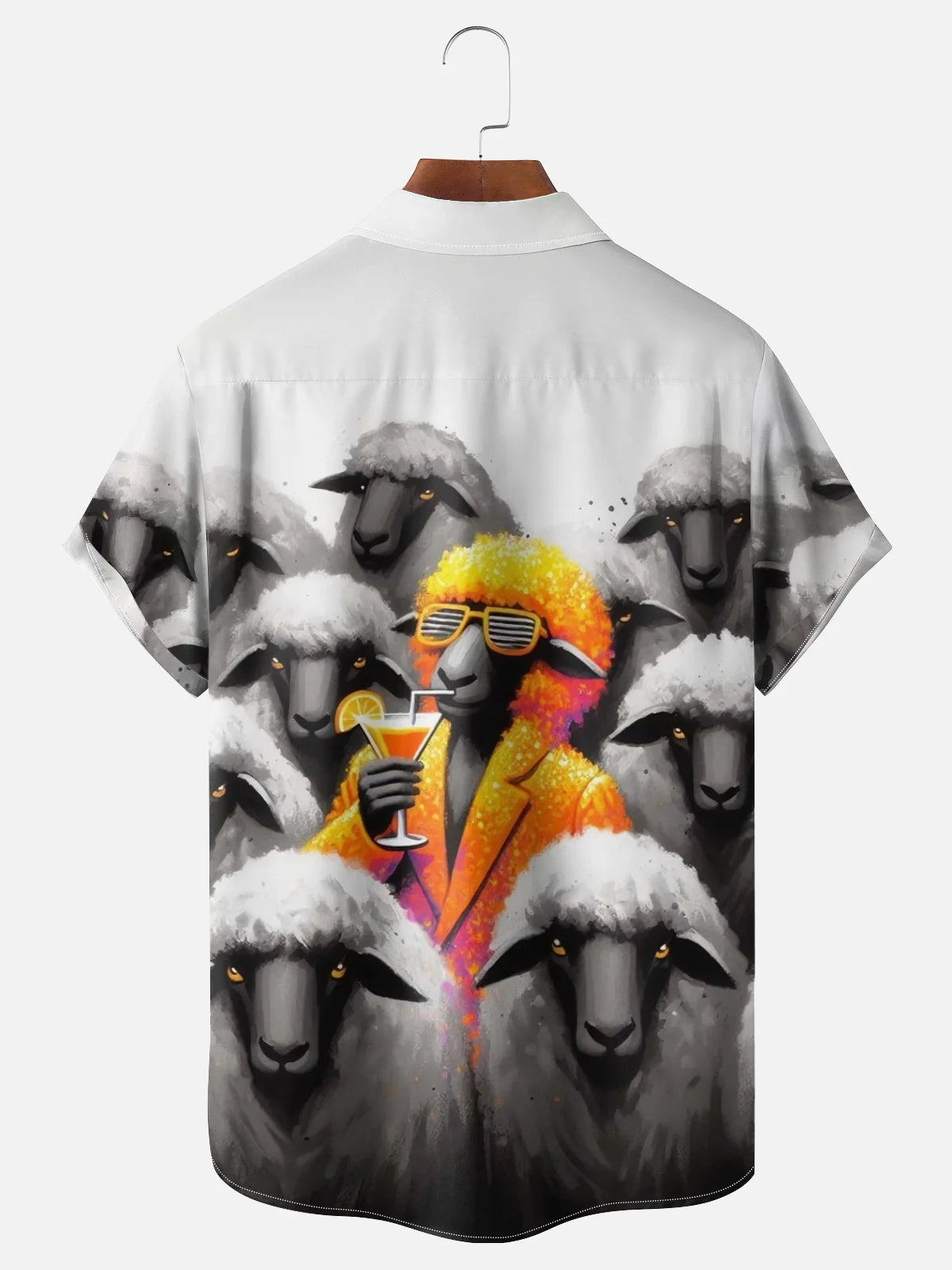 Fun Sheep Design Chest Pocket Holiday Hawaiian Shirt