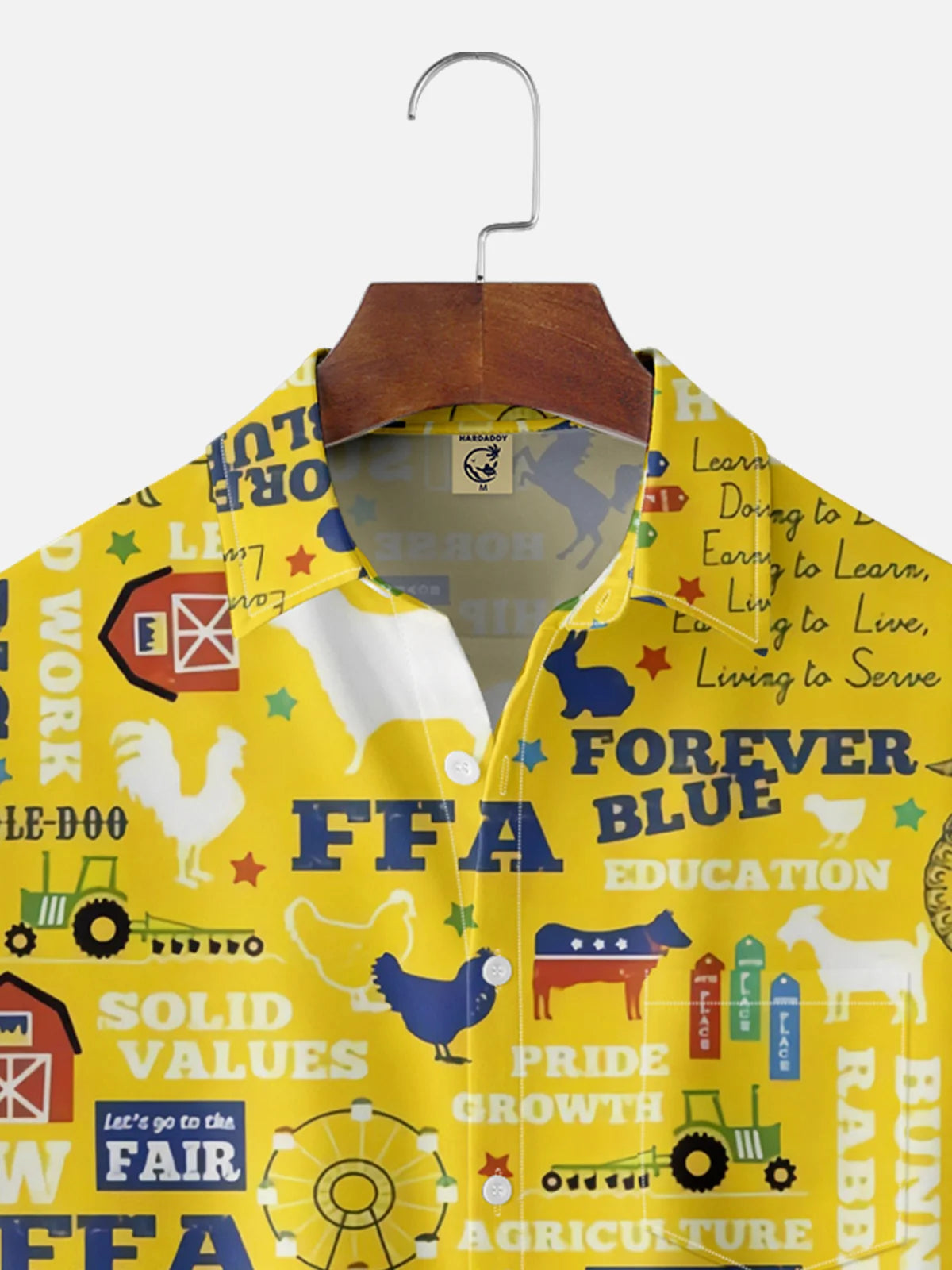 American Farm Slogan Chest Pocket Hawaiian Shirt