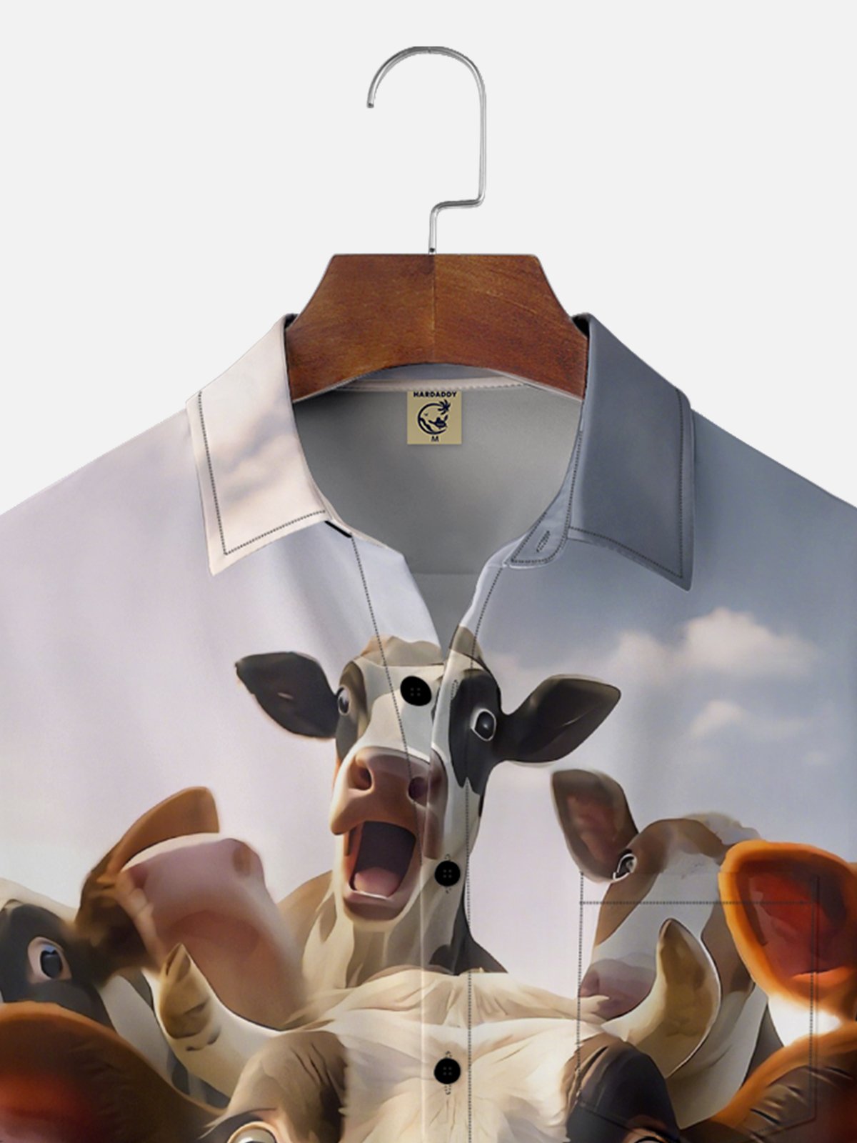 Fun Headshot Cow Chest Pocket Hawaiian Shirt