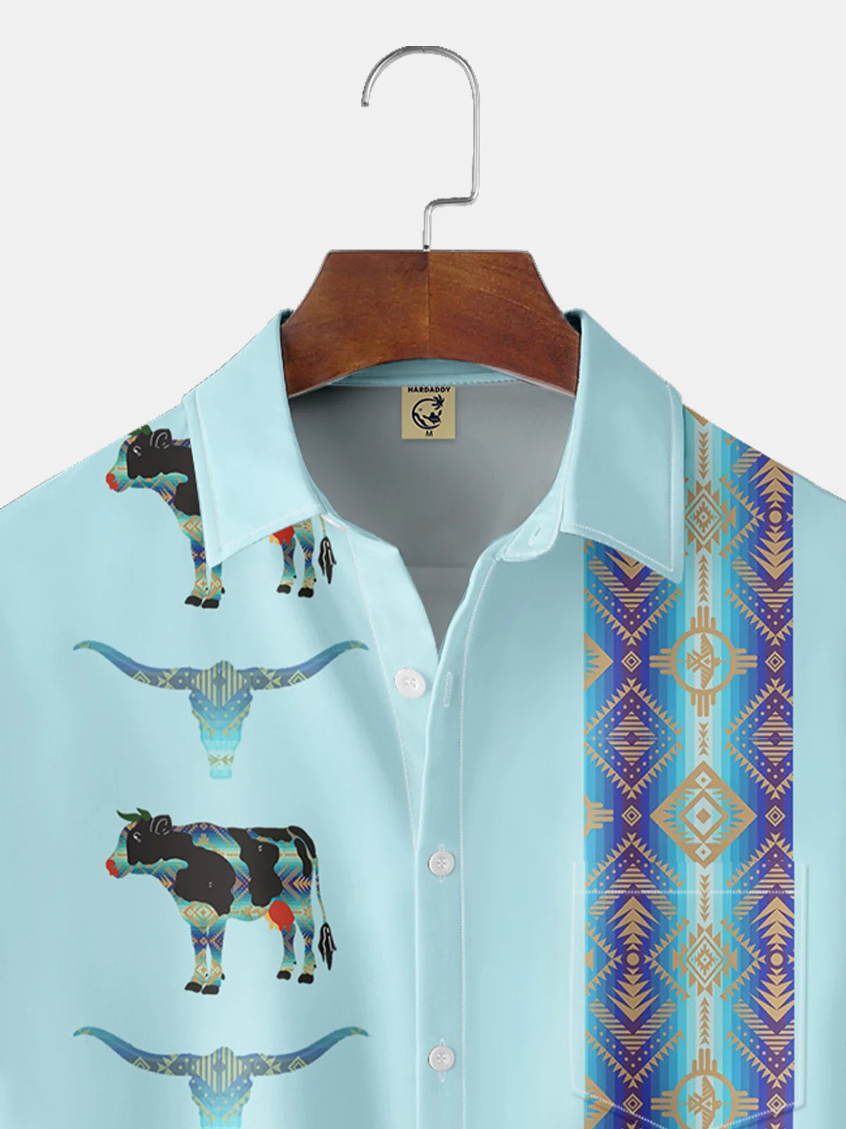 Ethnic Geometry Cow Hawaiian Shirt By Andreea Dumuta