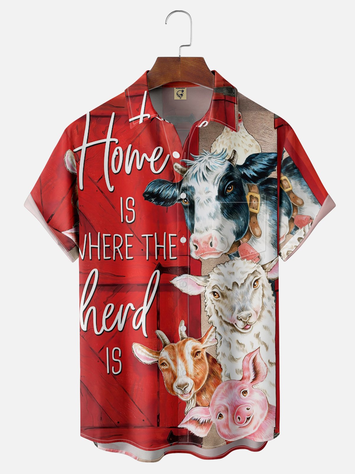 Pig Cattle Sheep Farm Chest Pocket Hawaiian Shirt