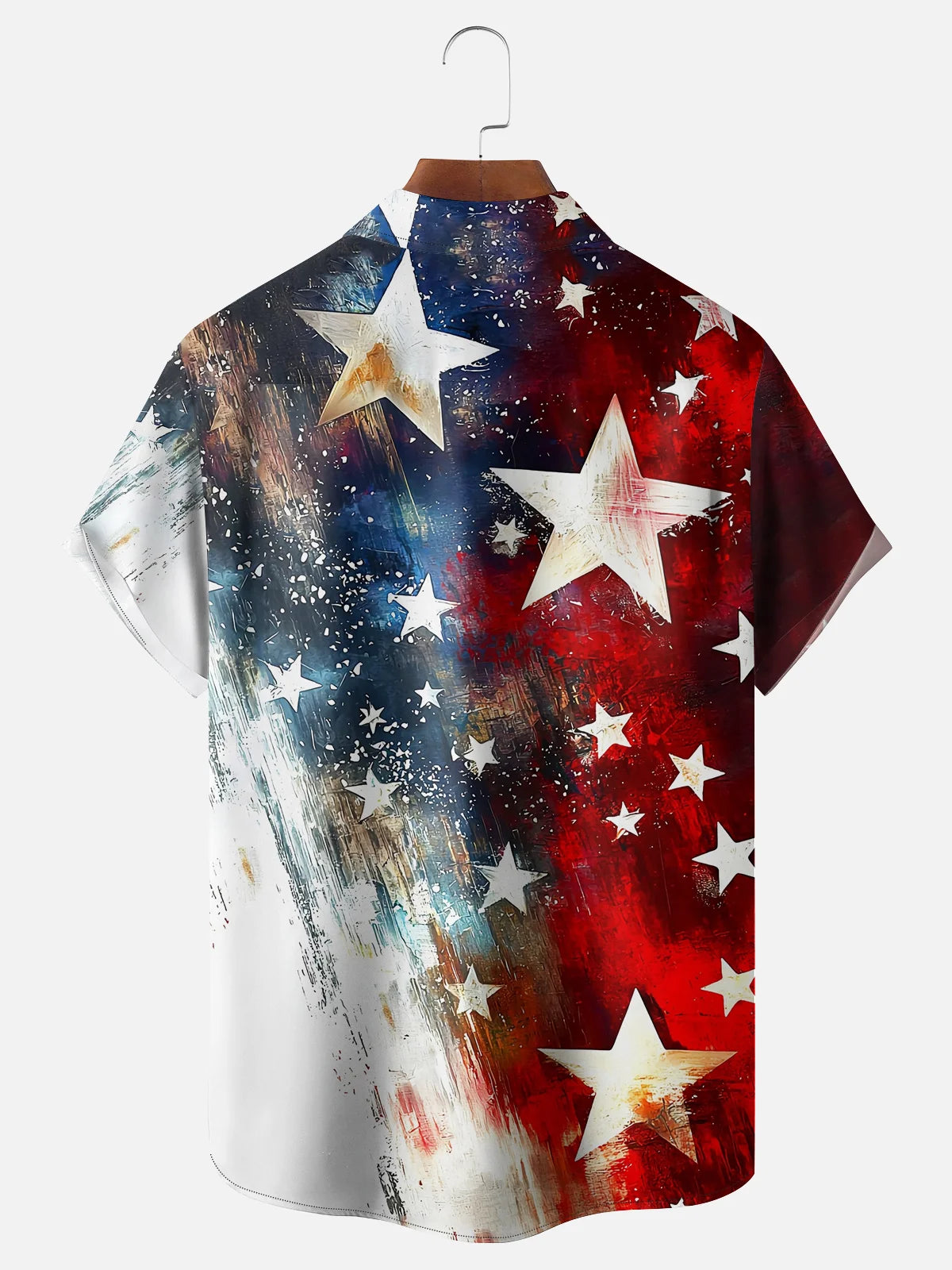 Vintage Painted Rooster Hawaiian Shirt for Men, 4th of July Patriotic Chicken Art Print, Americana Gift