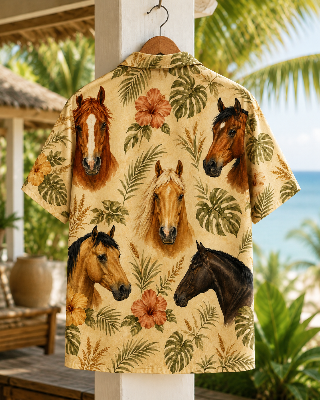 Quarter Horse Tropical Hawaiian Shirt for Men & Women | Western Aloha Button Down Summer Beach Shirt