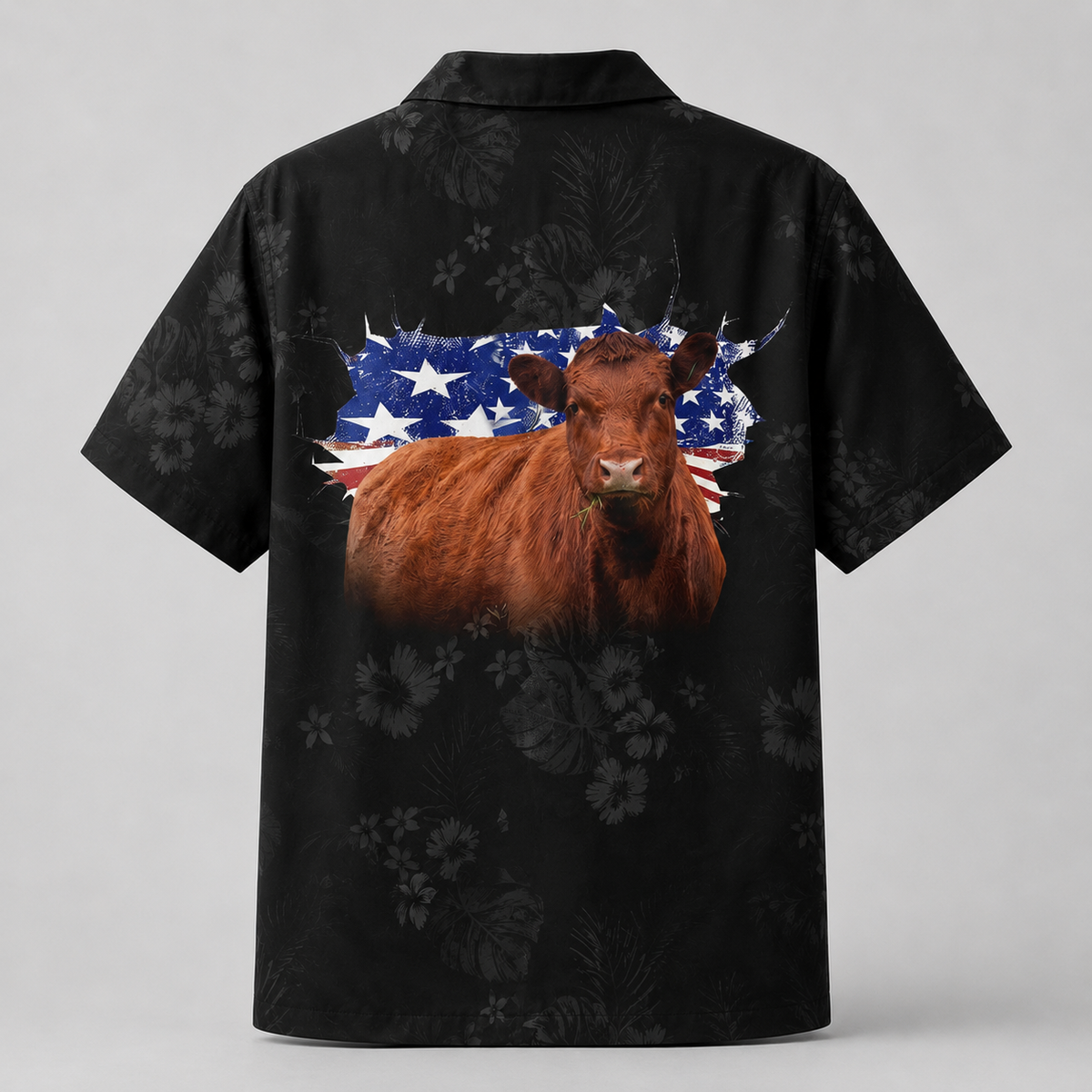 Personalized Red Angus Cattle Hawaiian Shirt for Men - Custom Legend Husband Father USA Flag Gift