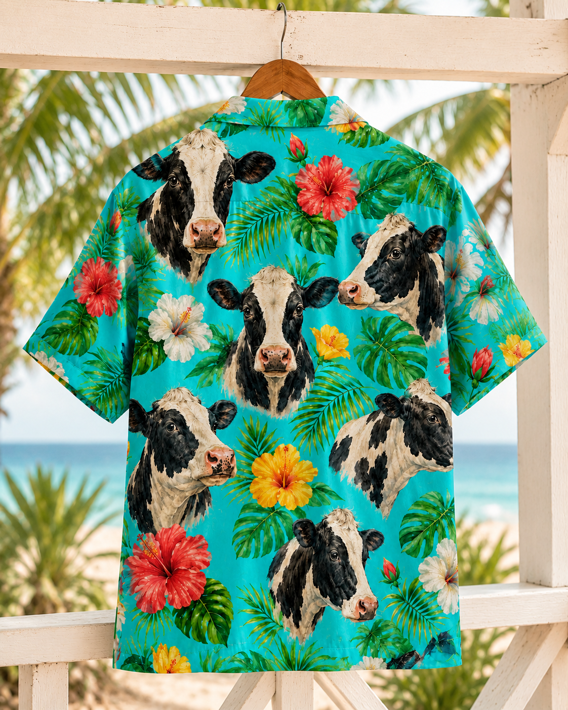 Holstein Dairy Cow Tropical Hawaiian Shirt for Men & Women | Western Aloha Button Down Summer Beach Shirt