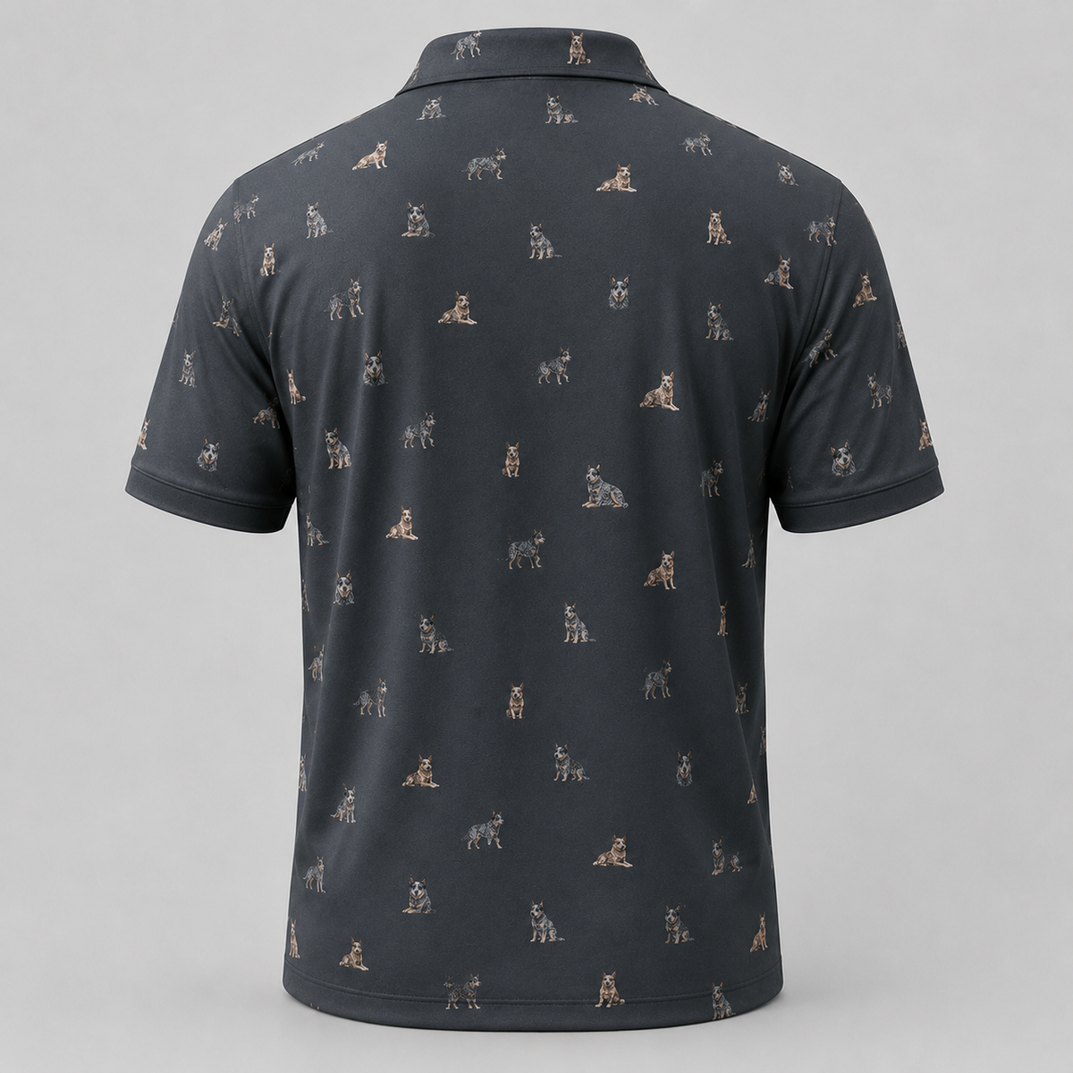 Blue Heeler Polo Shirt — Australian Cattle Dog Print Performance Golf Polo for Dog Lovers