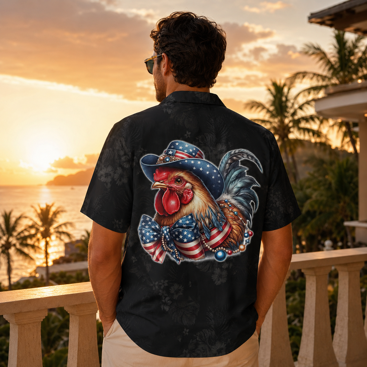 Personalized Patriotic Rooster Hawaiian Shirt for Men - Custom Legend Husband Father USA Flag Gift