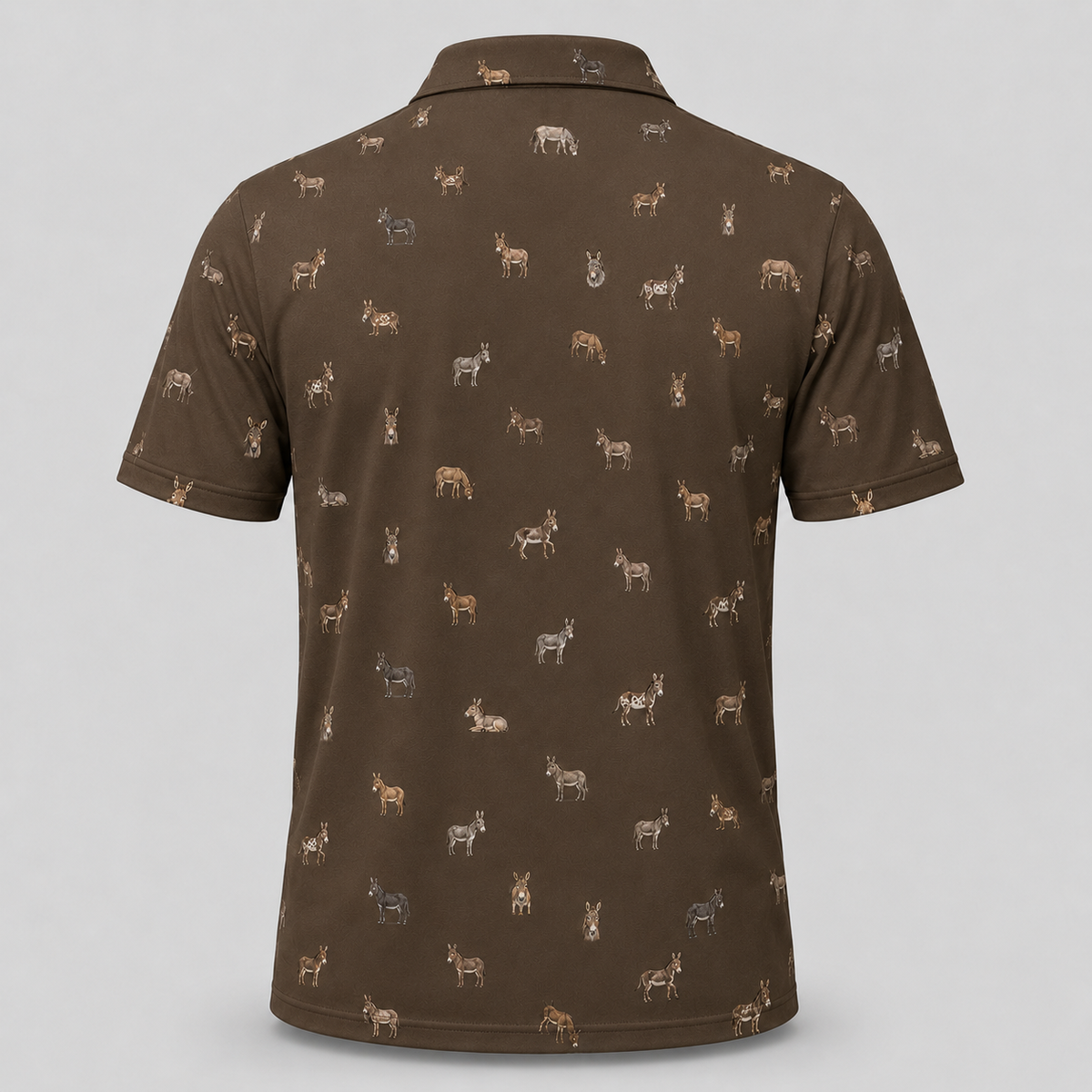 Donkey Polo Shirt — All-Over Donkey Print Performance Golf Polo for Donkey Lovers