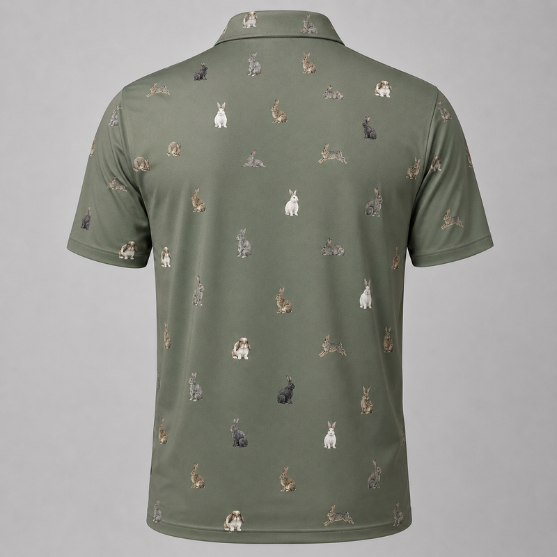 Rabbit Polo Shirt — All-Over Bunny Print Performance Golf Polo for Rabbit Lovers