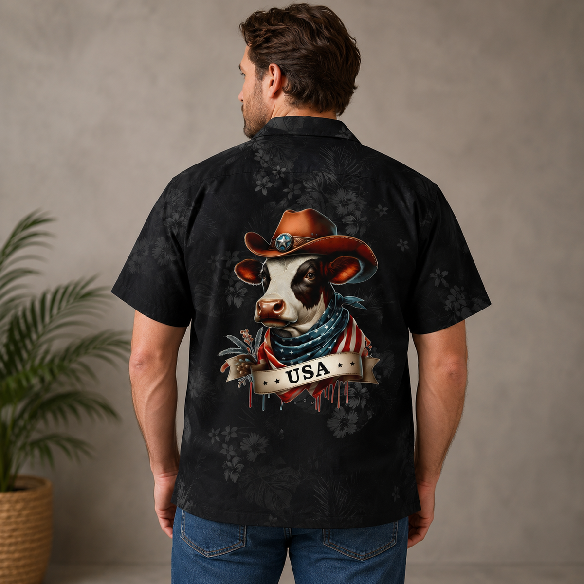 Personalized Cowboy Cow Hawaiian Shirt for Men - Custom Legend Husband Father USA Flag Gift