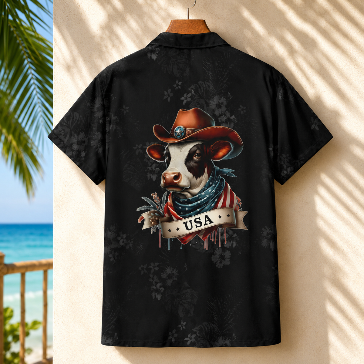 Personalized Cowboy Cow Hawaiian Shirt for Men - Custom Legend Husband Father USA Flag Gift