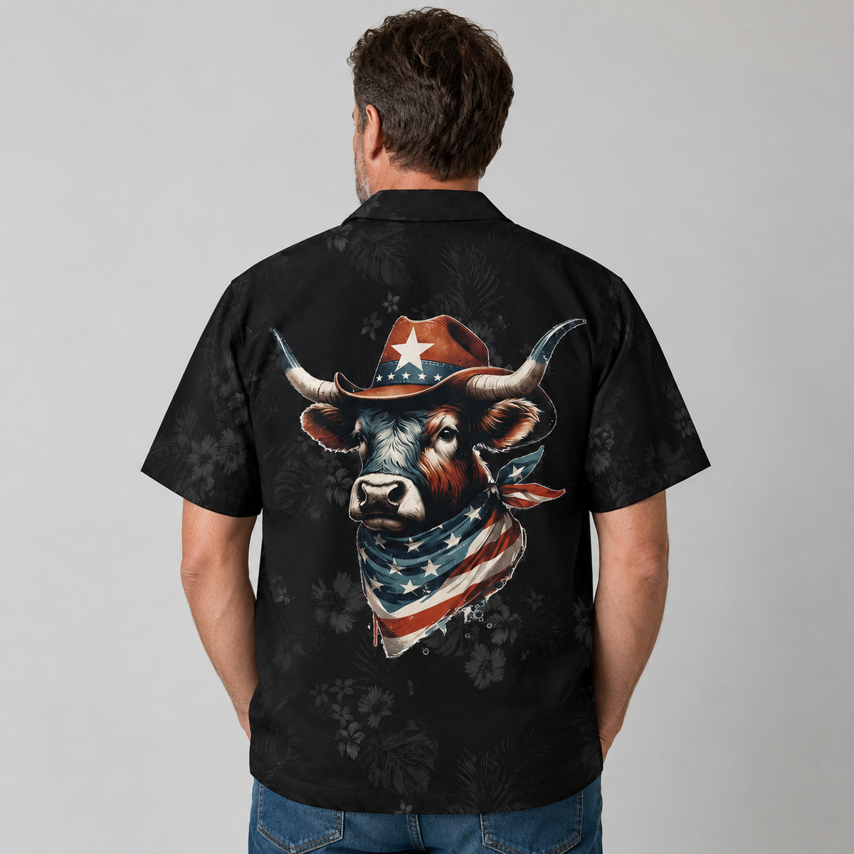 Personalized Texas Longhorn Cowboy Hawaiian Shirt for Men - Custom Legend Husband Father USA Flag Gift