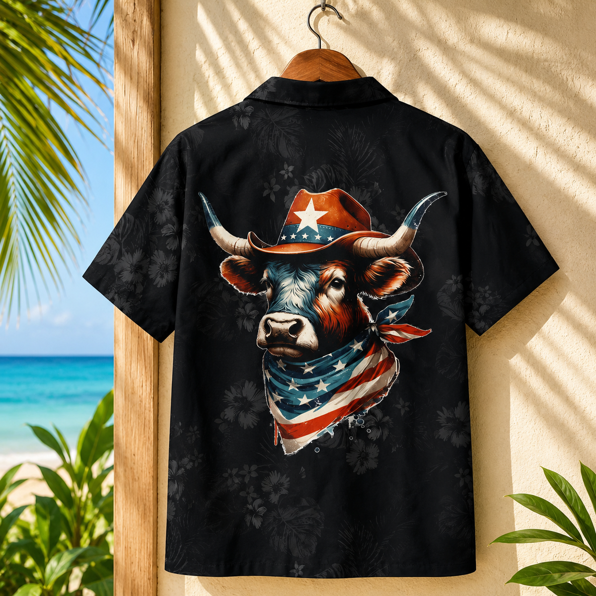 Personalized Texas Longhorn Cowboy Hawaiian Shirt for Men - Custom Legend Husband Father USA Flag Gift