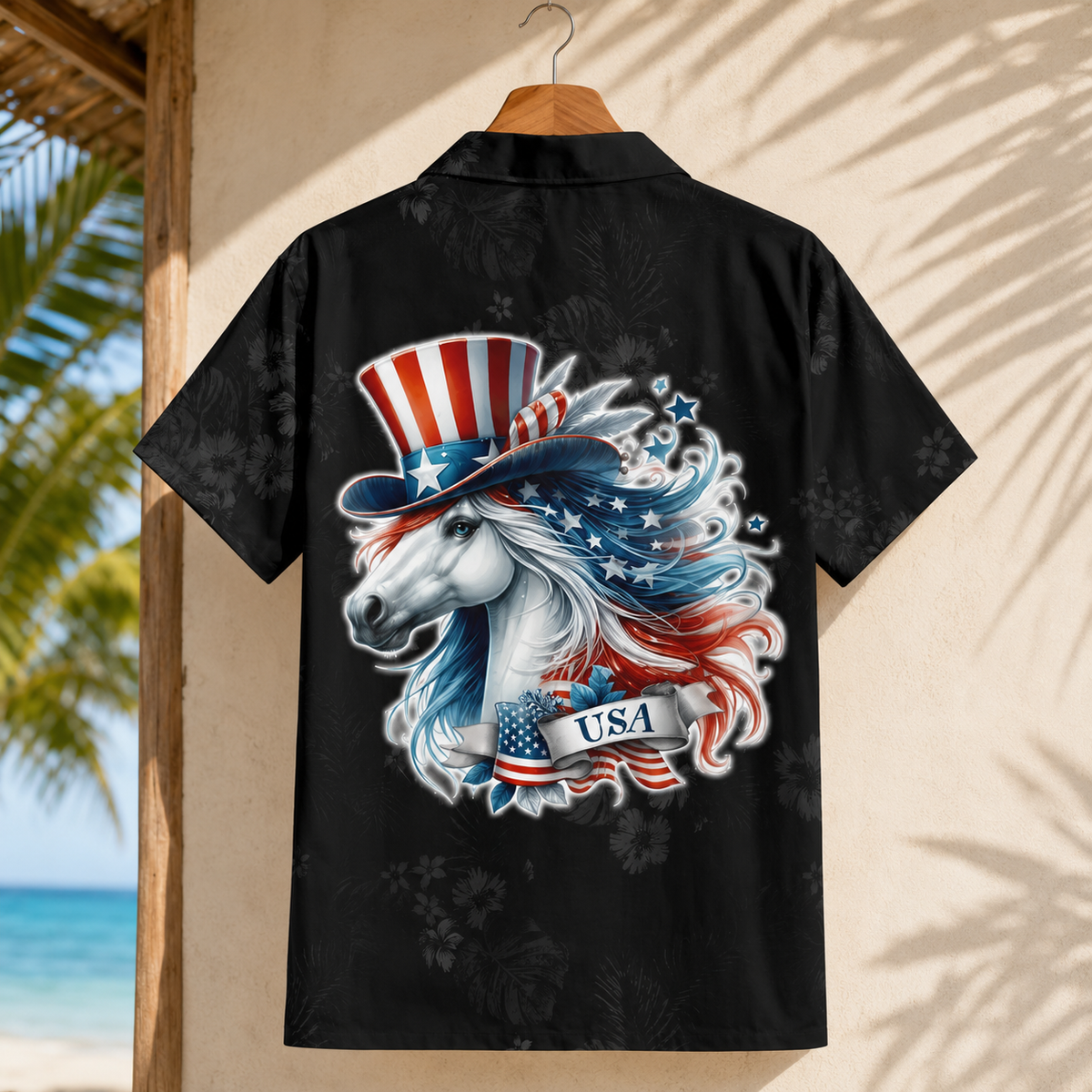 Personalized Patriotic Horse Hawaiian Shirt for Men - Custom Legend Husband Father USA Flag Gift