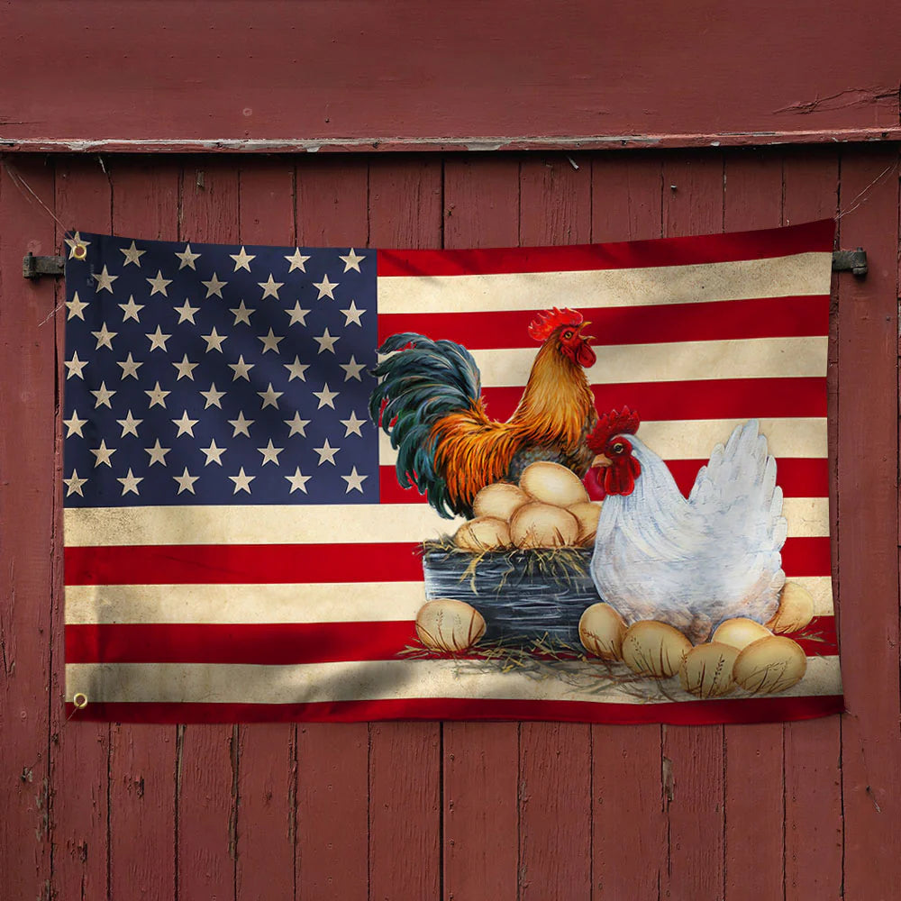 Chicken Flag Chicken Coop American Grommet Flag, Farm Flag