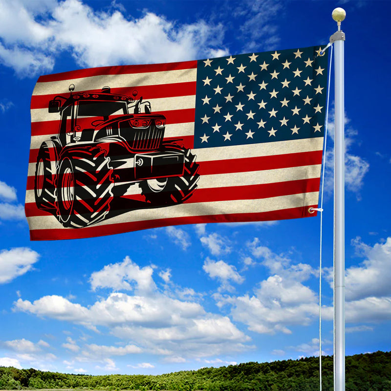 Tractor Flag Farmer Tractor American Grommet Flag