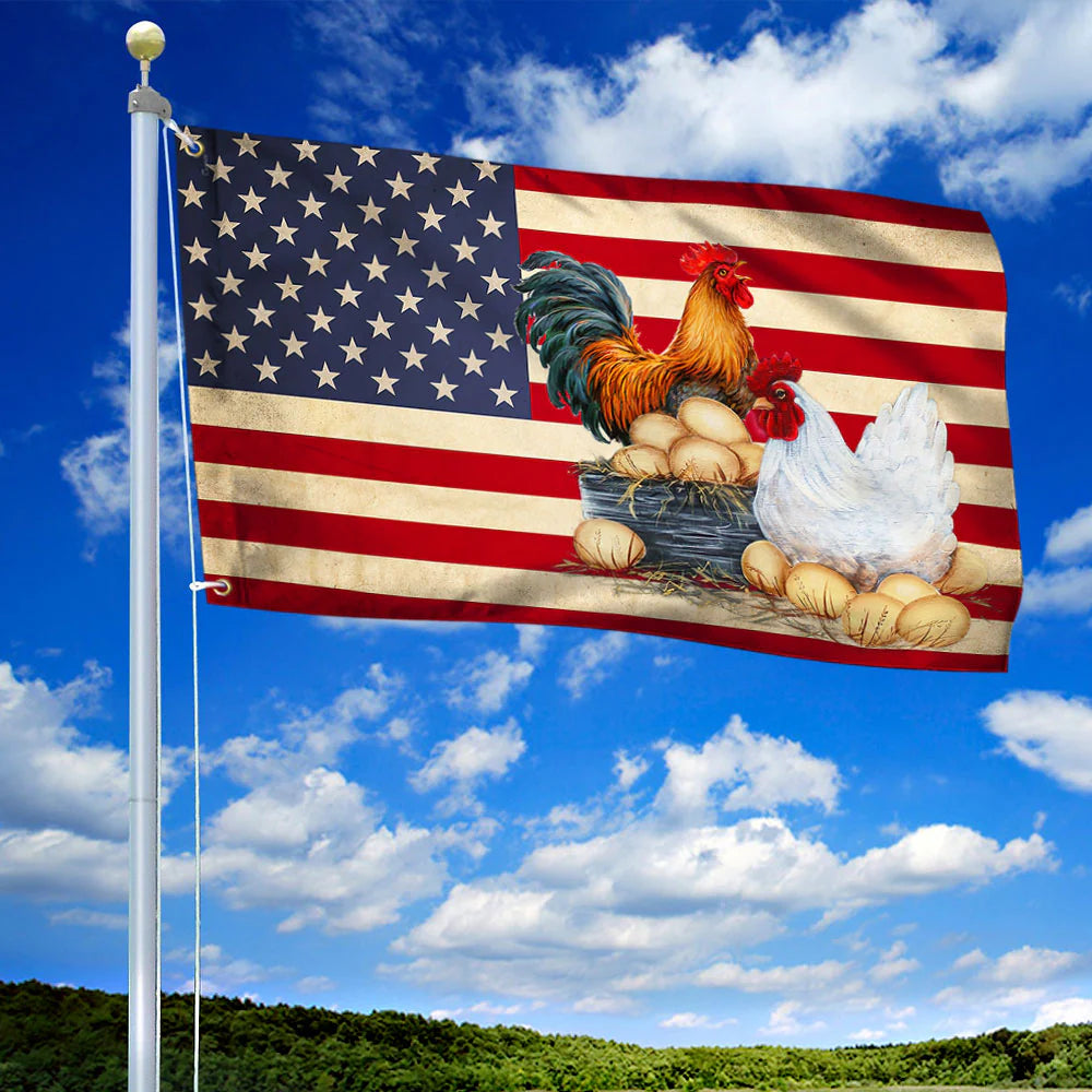 Chicken Flag Chicken Coop American Grommet Flag, Farm Flag