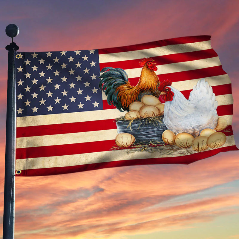 Chicken Flag Chicken Coop American Grommet Flag, Farm Flag