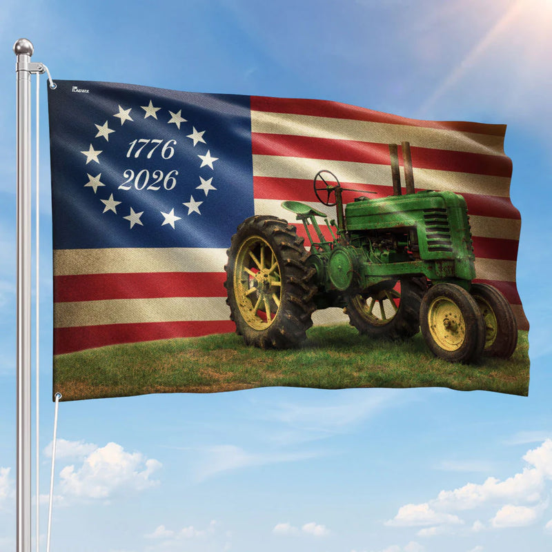 250 Years Tractor Flag, Betsy Ross 250 Flag Proud Farmer Farm Life