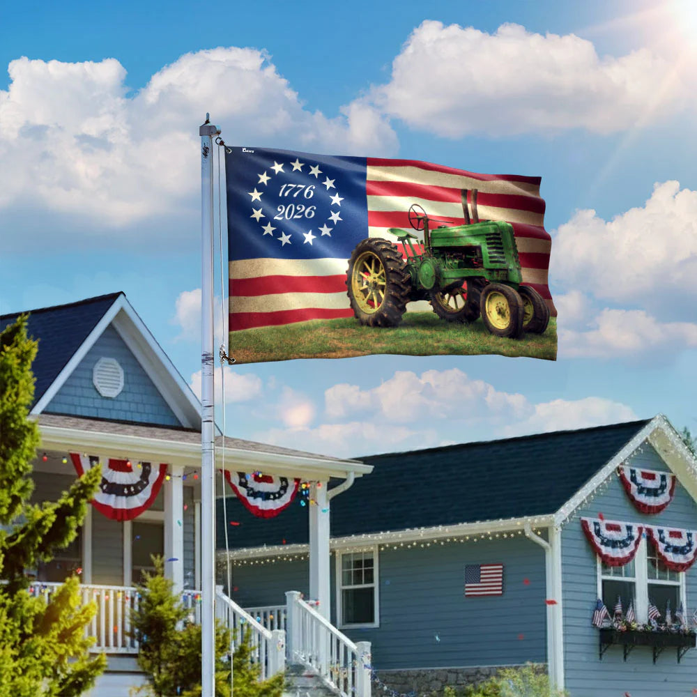 250 Years Tractor Flag, Betsy Ross 250 Flag Proud Farmer Farm Life