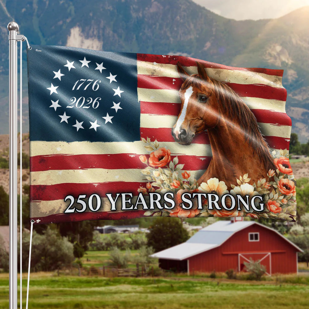 Horse American Flag, 250 Years Strong Horse Farmhouse Decor