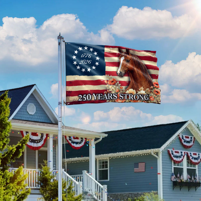 Horse American Flag, 250 Years Strong Horse Farmhouse Decor