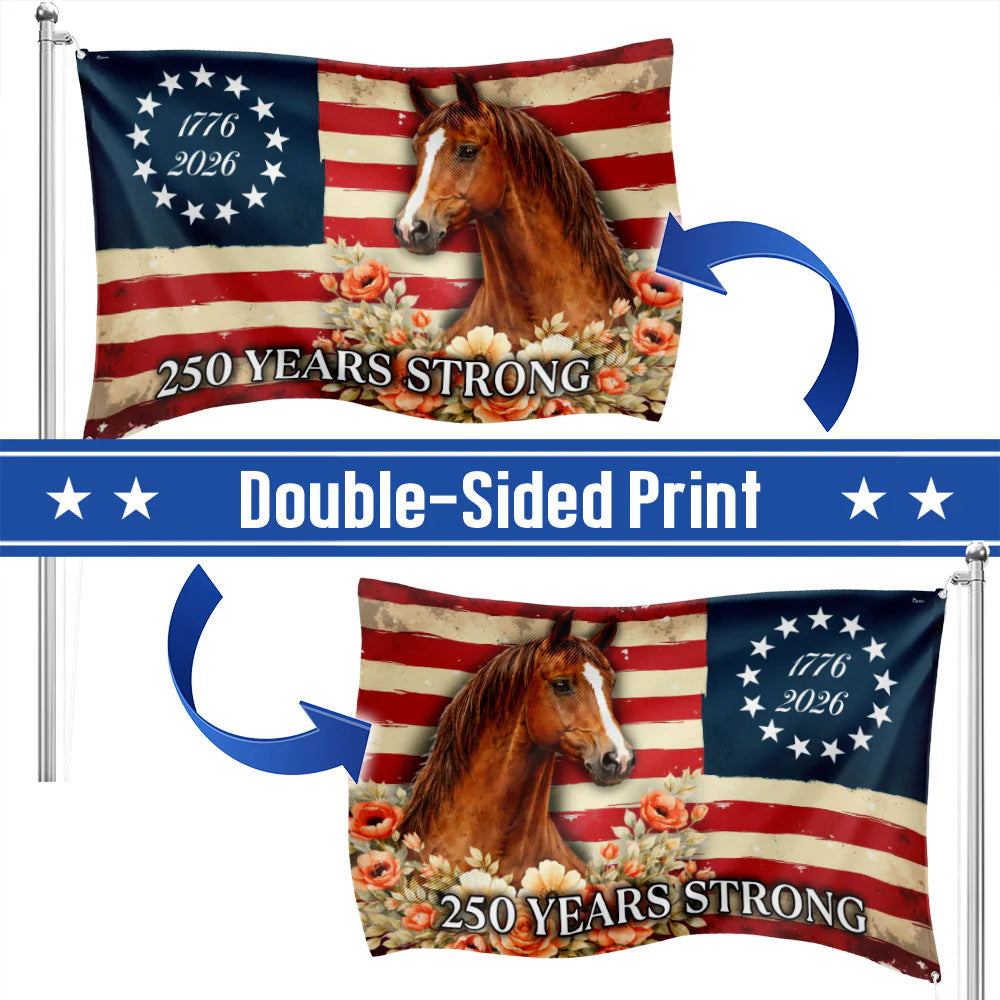 Horse American Flag, 250 Years Strong Horse Farmhouse Decor