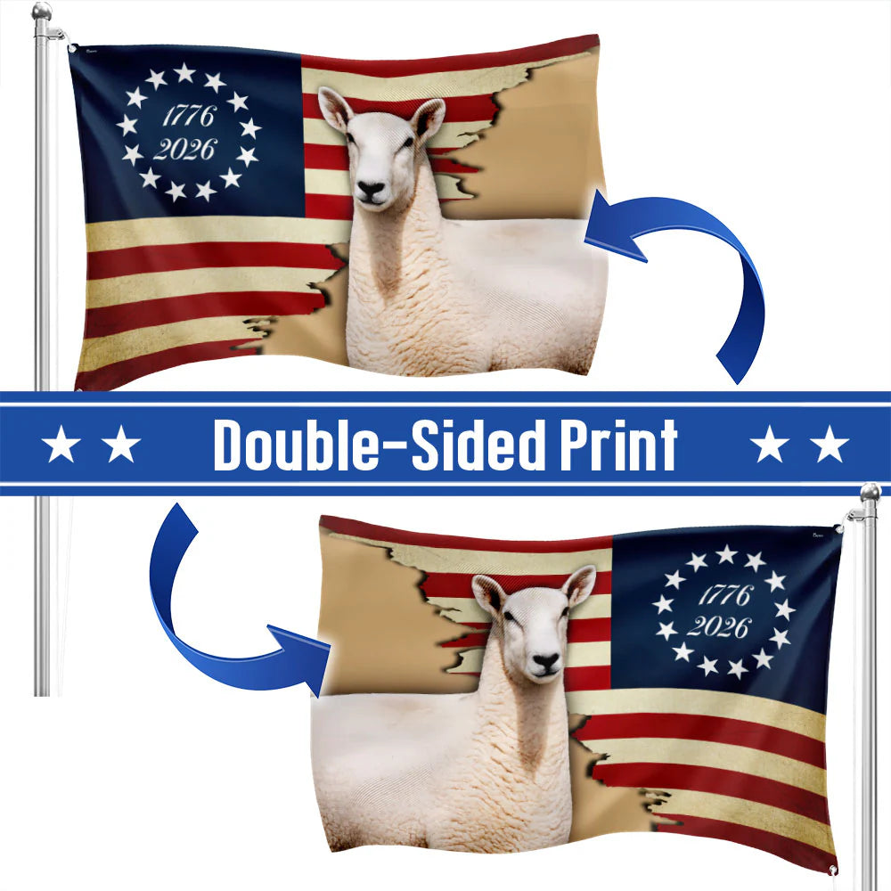Patriotic Sheep Flag, 1776 2026 Sheep Farmer Farm Life Grommet Flag