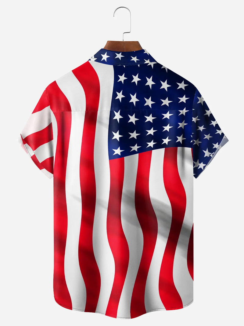 US Army Rooster Hawaiian Shirt for Men, American Flag Military Chicken Print, Veterans Day Patriotic Gift