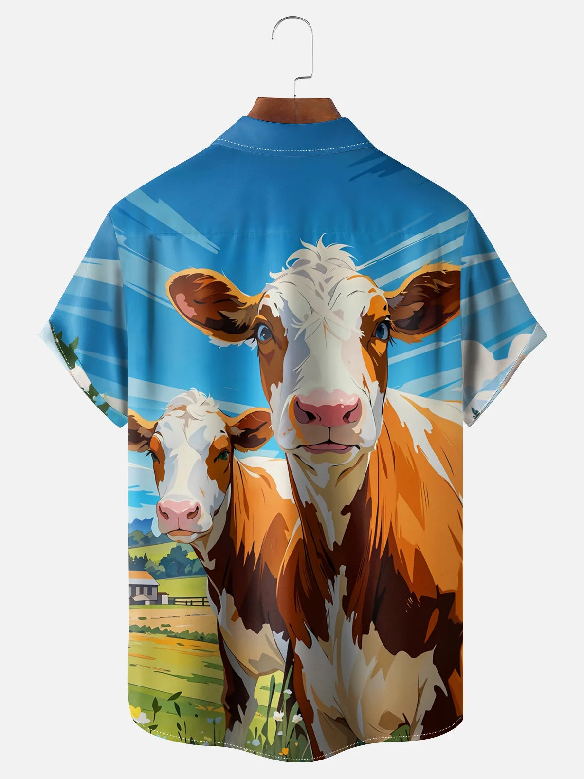 Dairy Cow Chest Pocket Casual Hawaiian Shirt