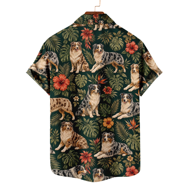 Australian Shepherd Hawaiian Shirt – Aussie Dog All-Over Print Button-Up for Dog Lovers