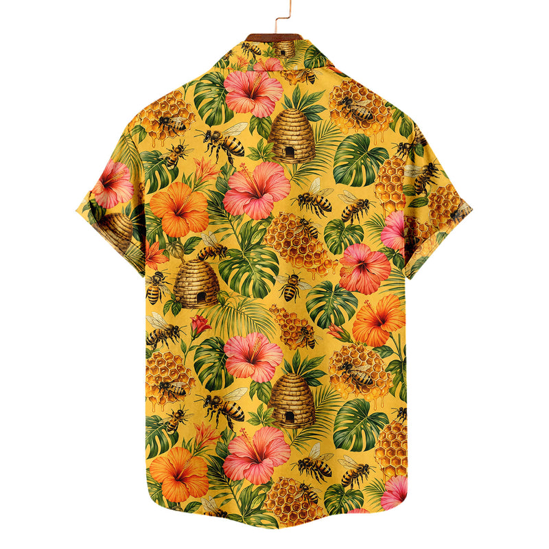 Honey Bee Hawaiian Shirt – Beekeeper Gift All-Over Print Button-Up for Men & Women