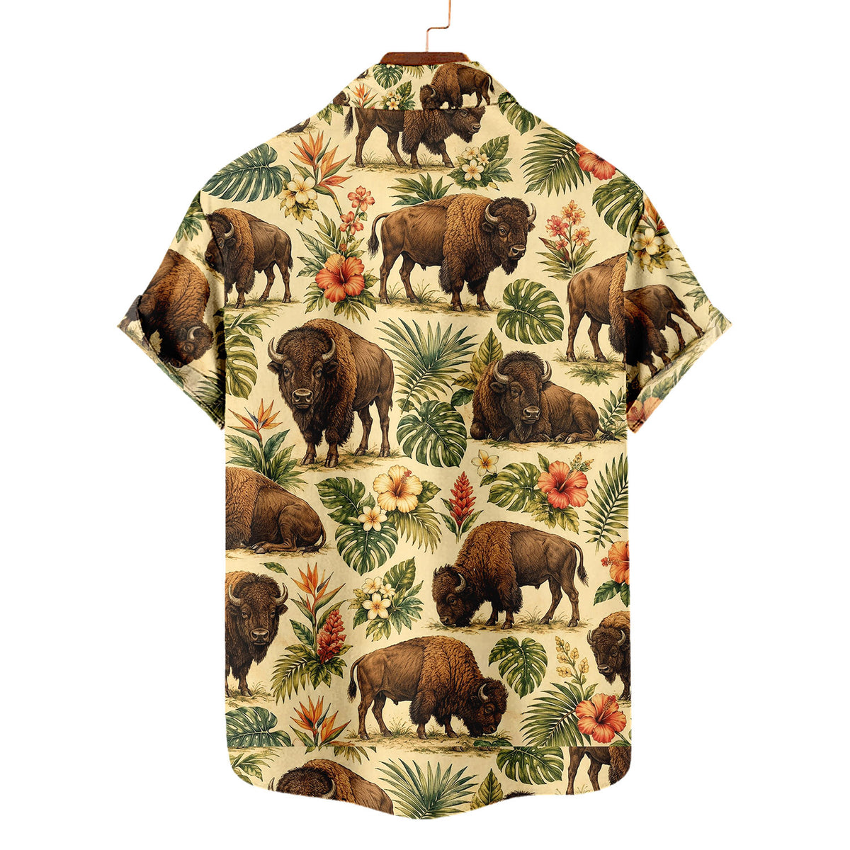 Bison Hawaiian Shirt – American Buffalo All-Over Print Button-Up for Men