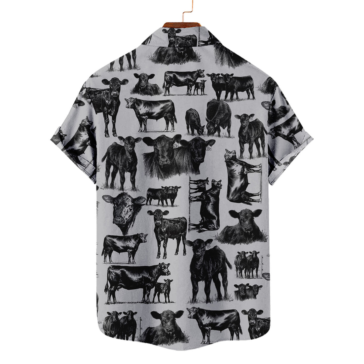 Black Angus Cattle Pattern Hawaiian Shirt