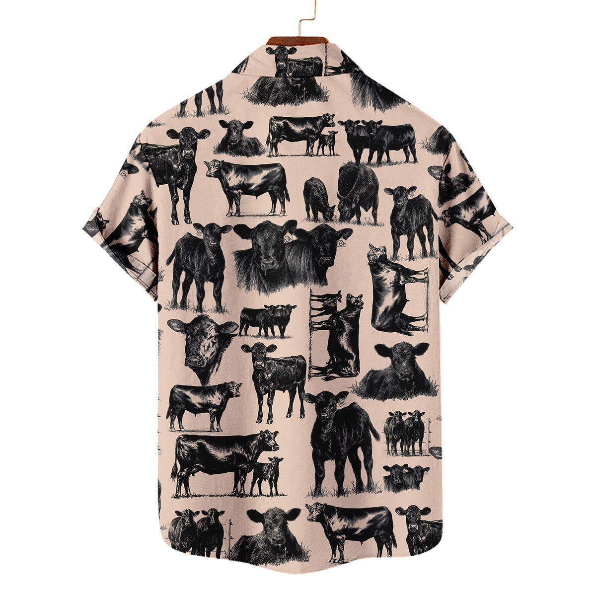 Black Angus Cattle Pattern Hawaiian Shirt