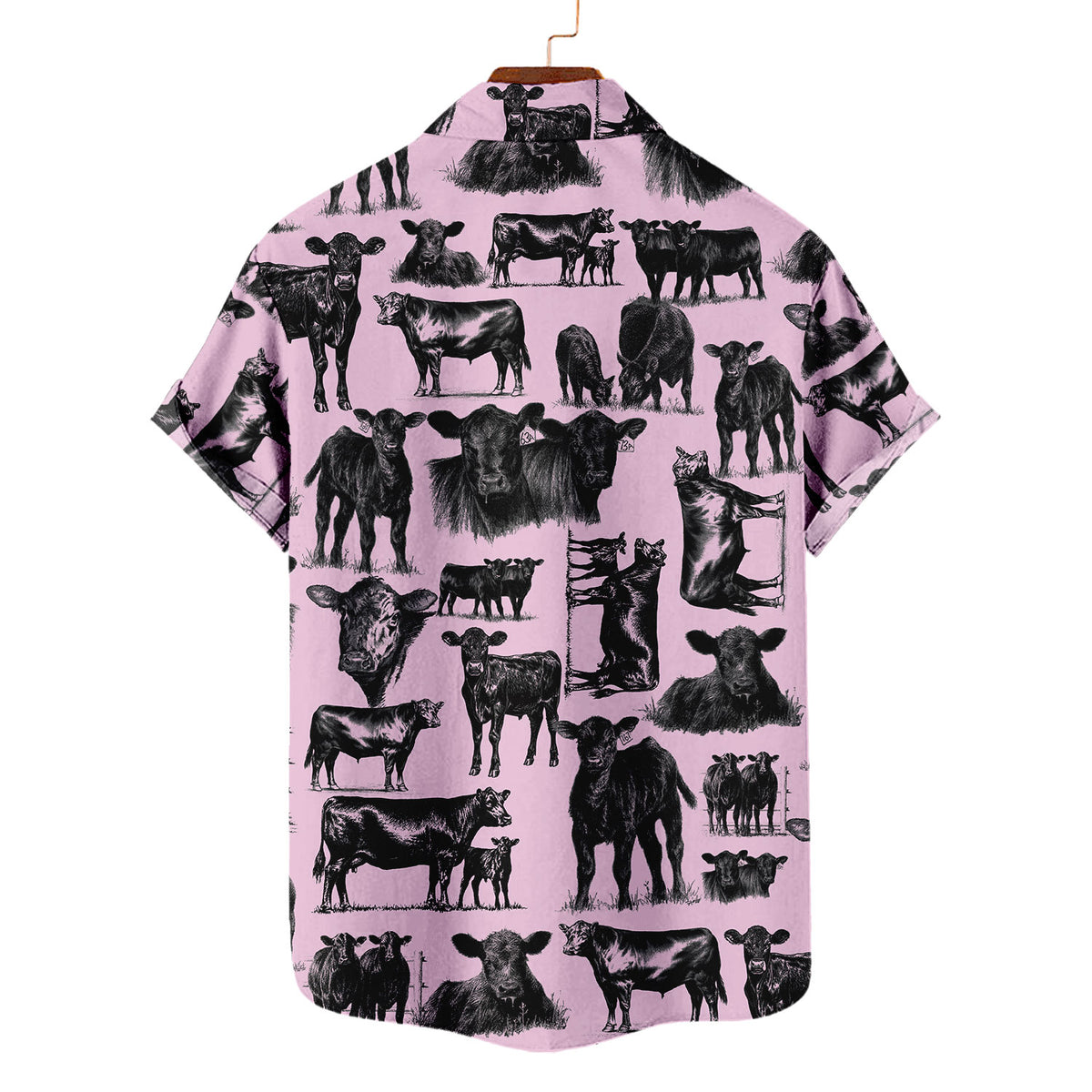 Black Angus Cattle Pattern Hawaiian Shirt