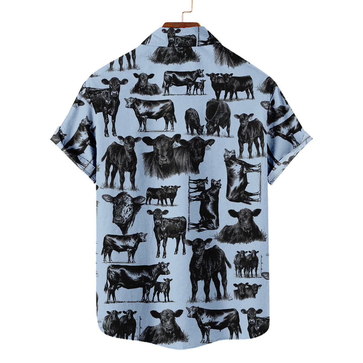 Black Angus Cattle Pattern Hawaiian Shirt