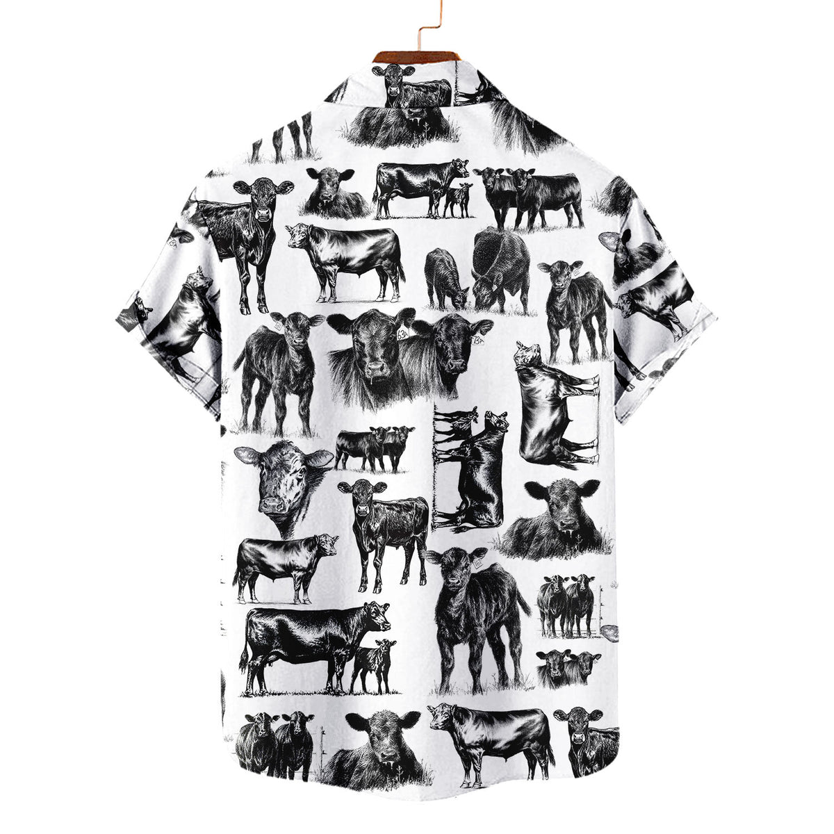 Black Angus Cattle Pattern Hawaiian Shirt