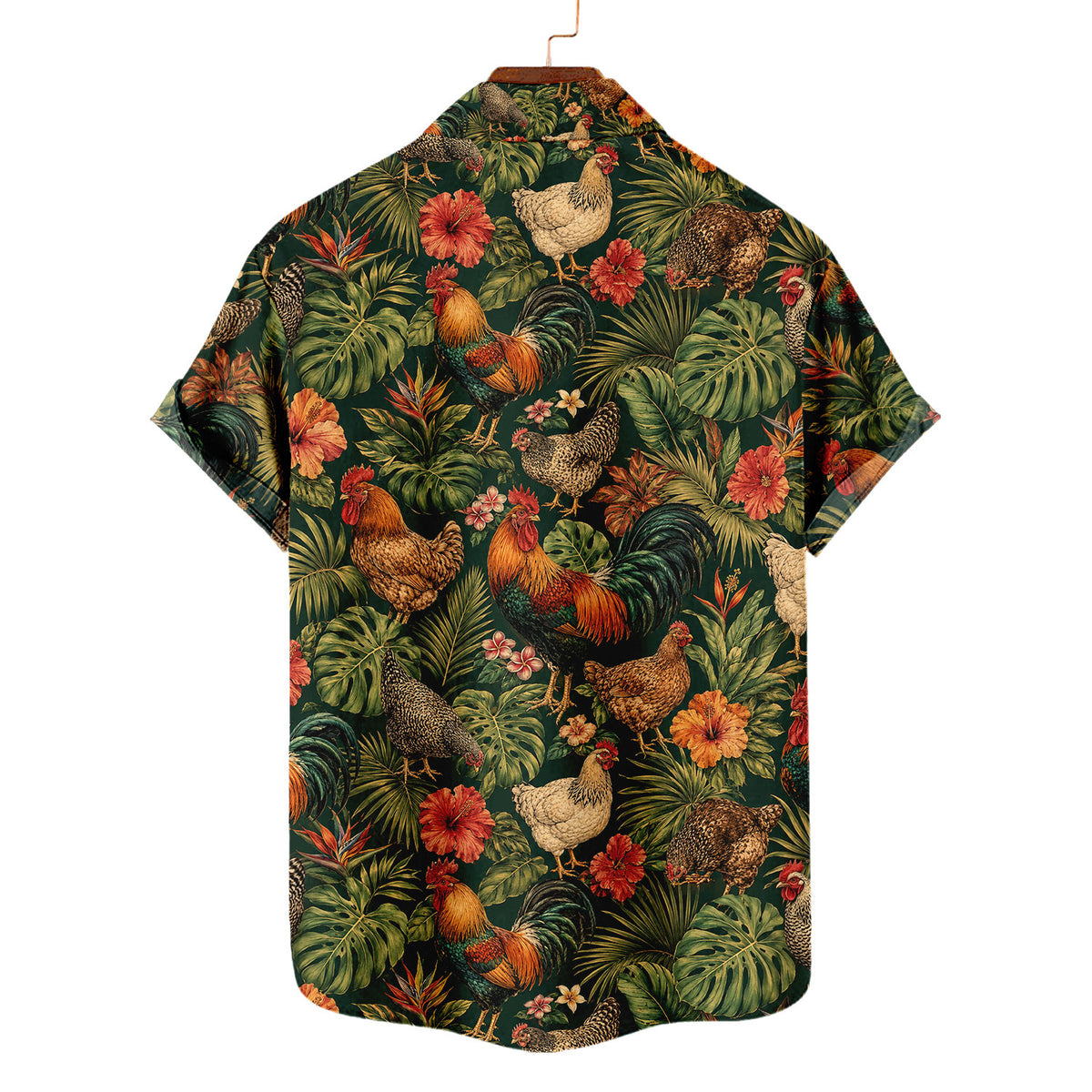 Rooster Hawaiian Shirt – All-Over Rooster Print Button-Up for Men & Farmers