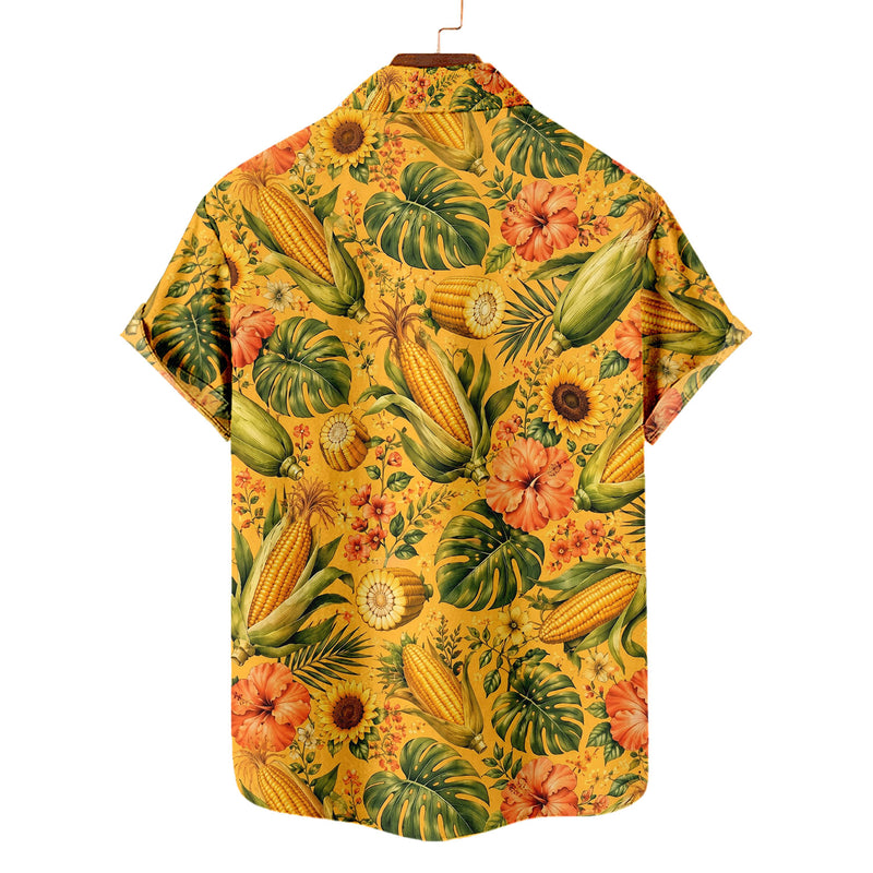 Corn Hawaiian Shirt – Summer Harvest All-Over Print Button-Up for Farmers & Country Lovers
